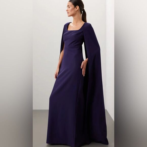 Marchesa Notte Cape Column Gown Dress Size 6 - Picture 2 of 9